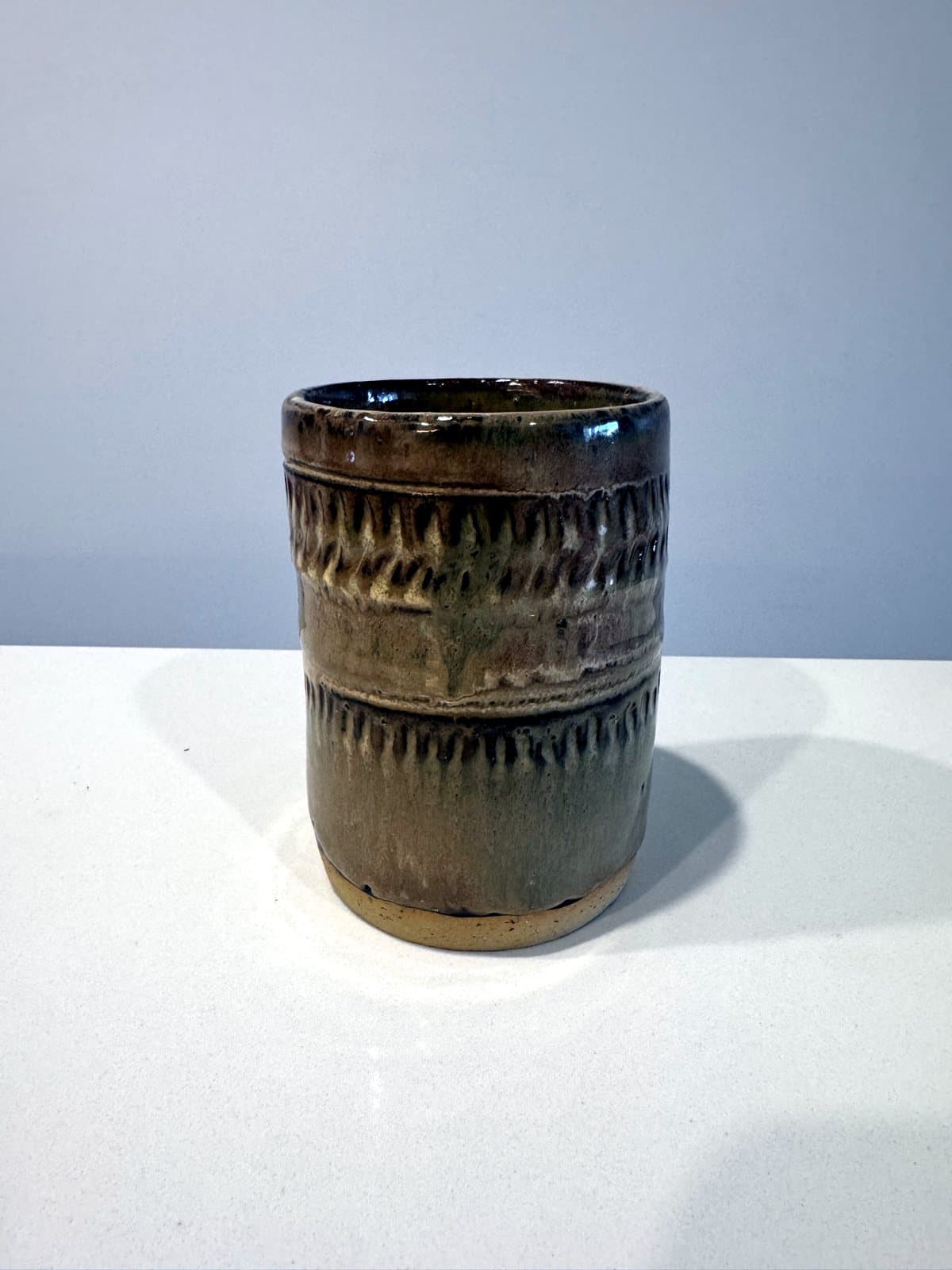Carved Tumbler, handmade stoneware, SA-07, view 1
